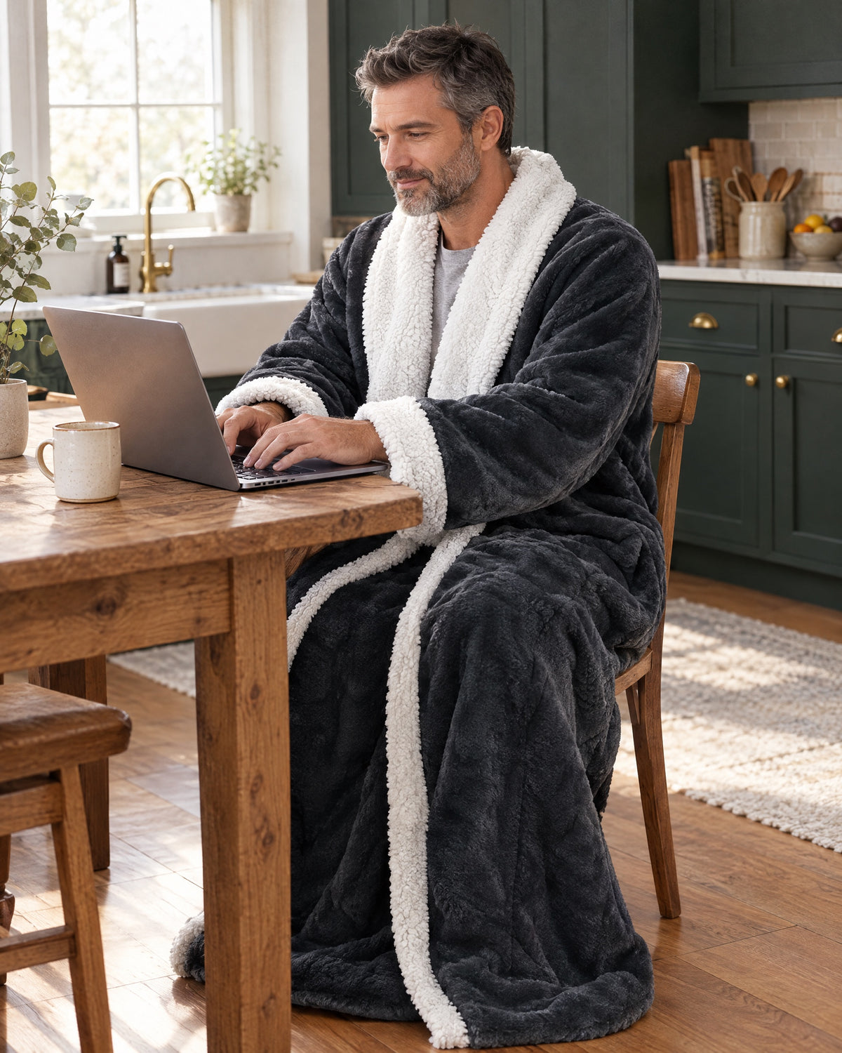 Both hands free for the first emails of the day